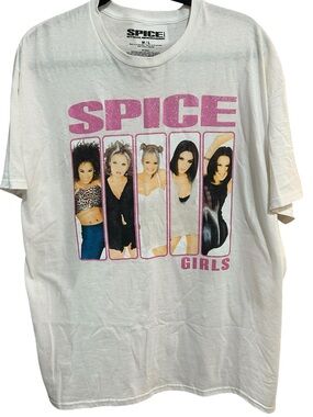 Vintage 90s Spice Girls Graphic White Oversized Concert Tour Band Tee M/L